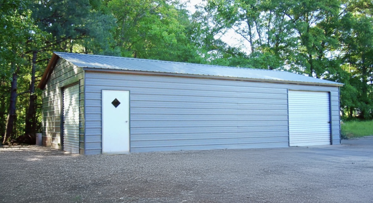 Gray metal workshop side view